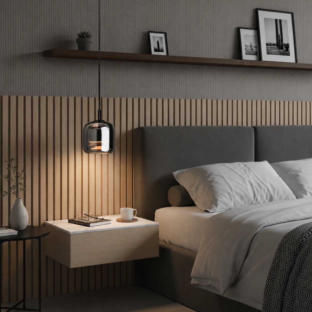 Smoked Glass Globe Pendant Light | Integrated LED, 3000K Warm White