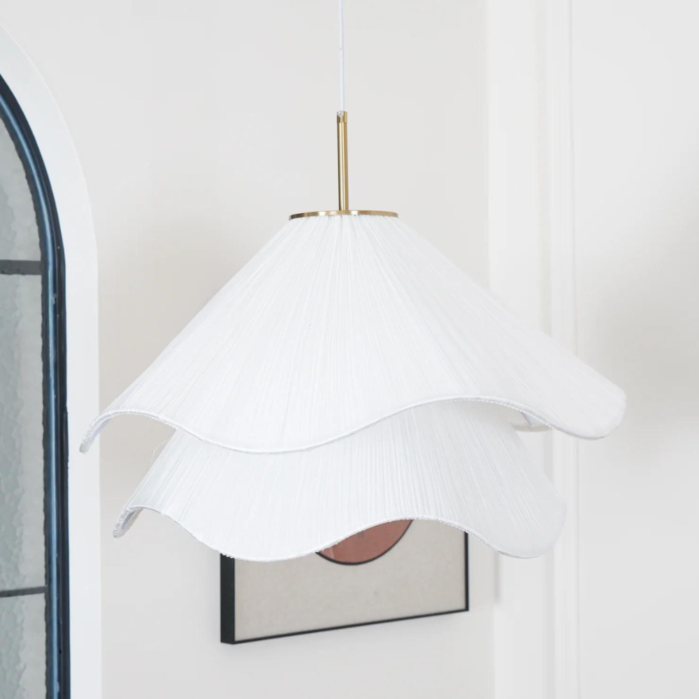 Fabric and Metal Ceiling Pendant | Minimalist Design, Two Sizes