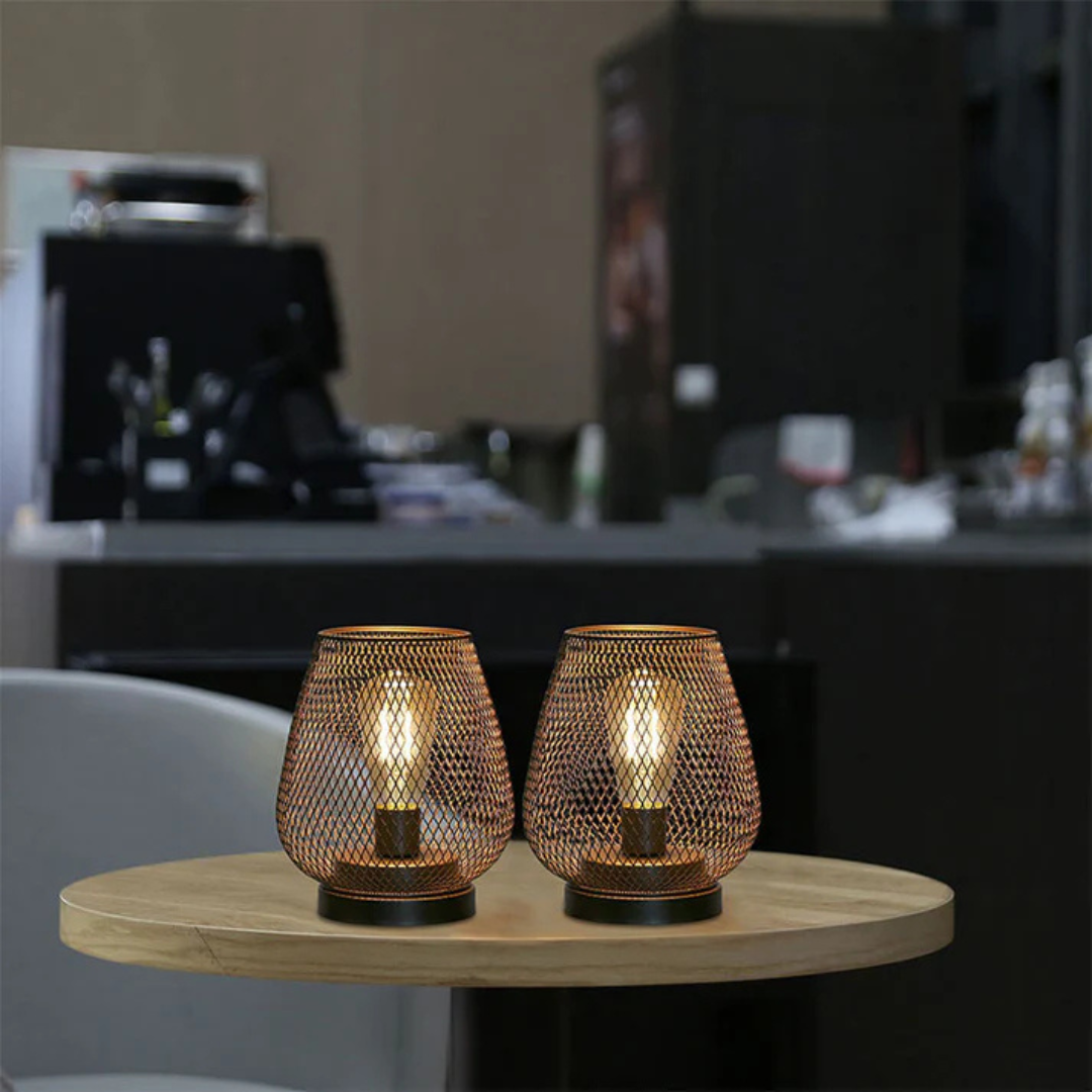 Black Metal LED Lantern | Battery Operated, Warm White Light