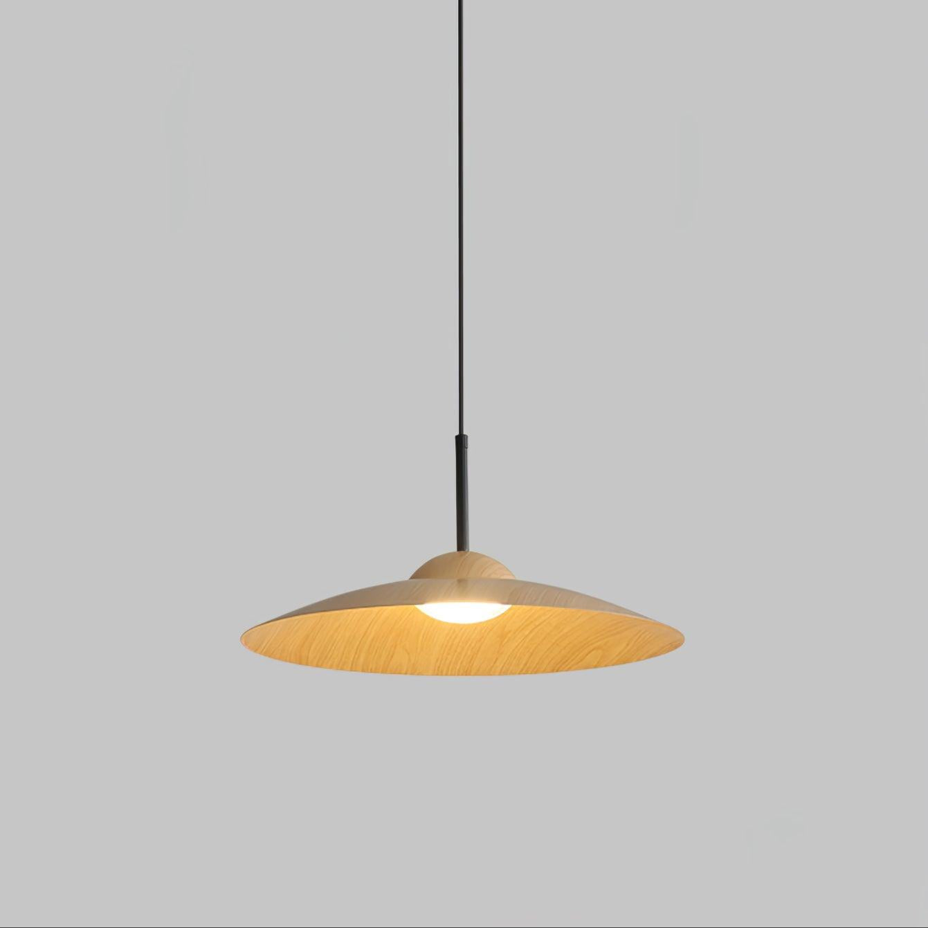 Round Pendant Light | Japandi Wood-Look, Integrated LED
