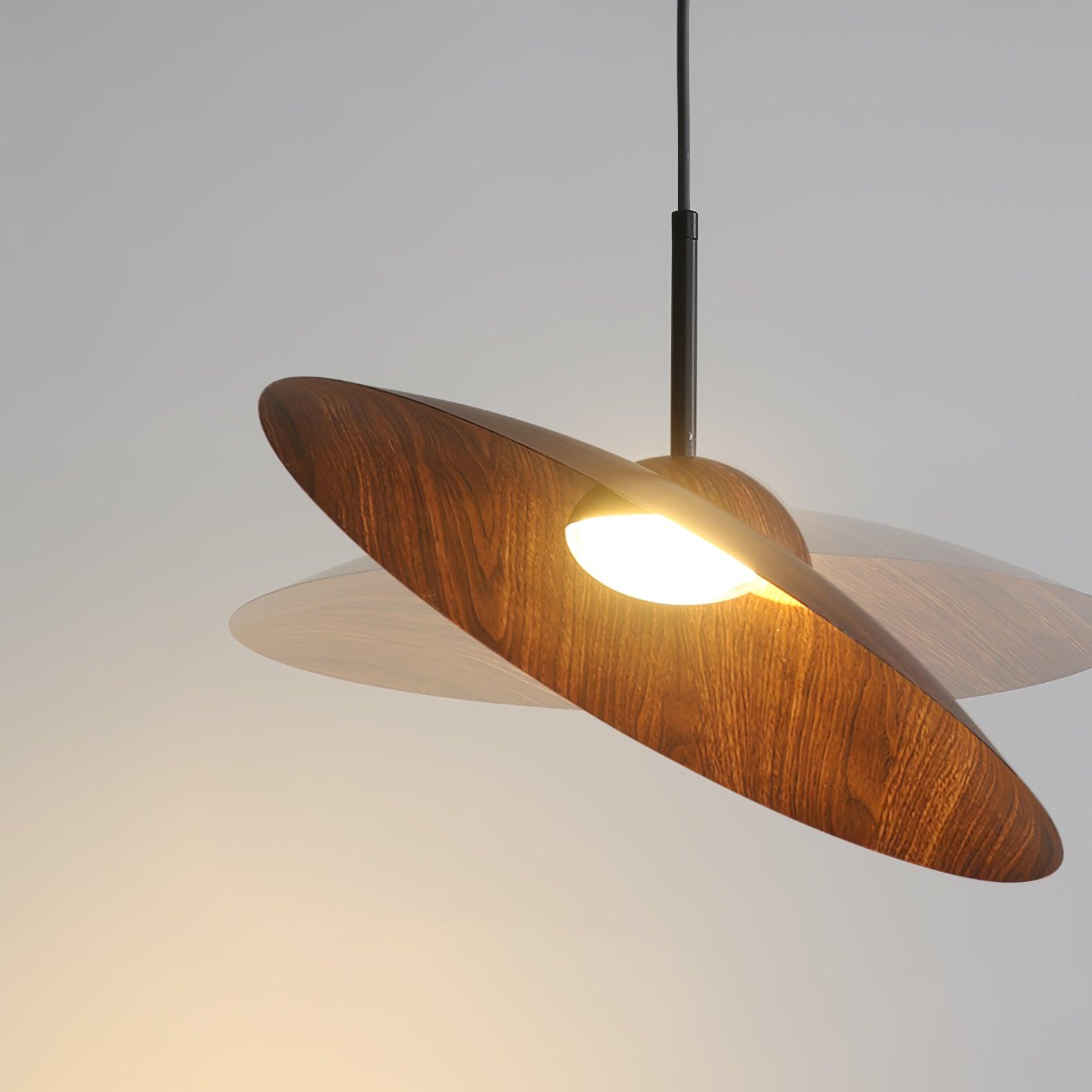 Round Pendant Light | Japandi Wood-Look, Integrated LED