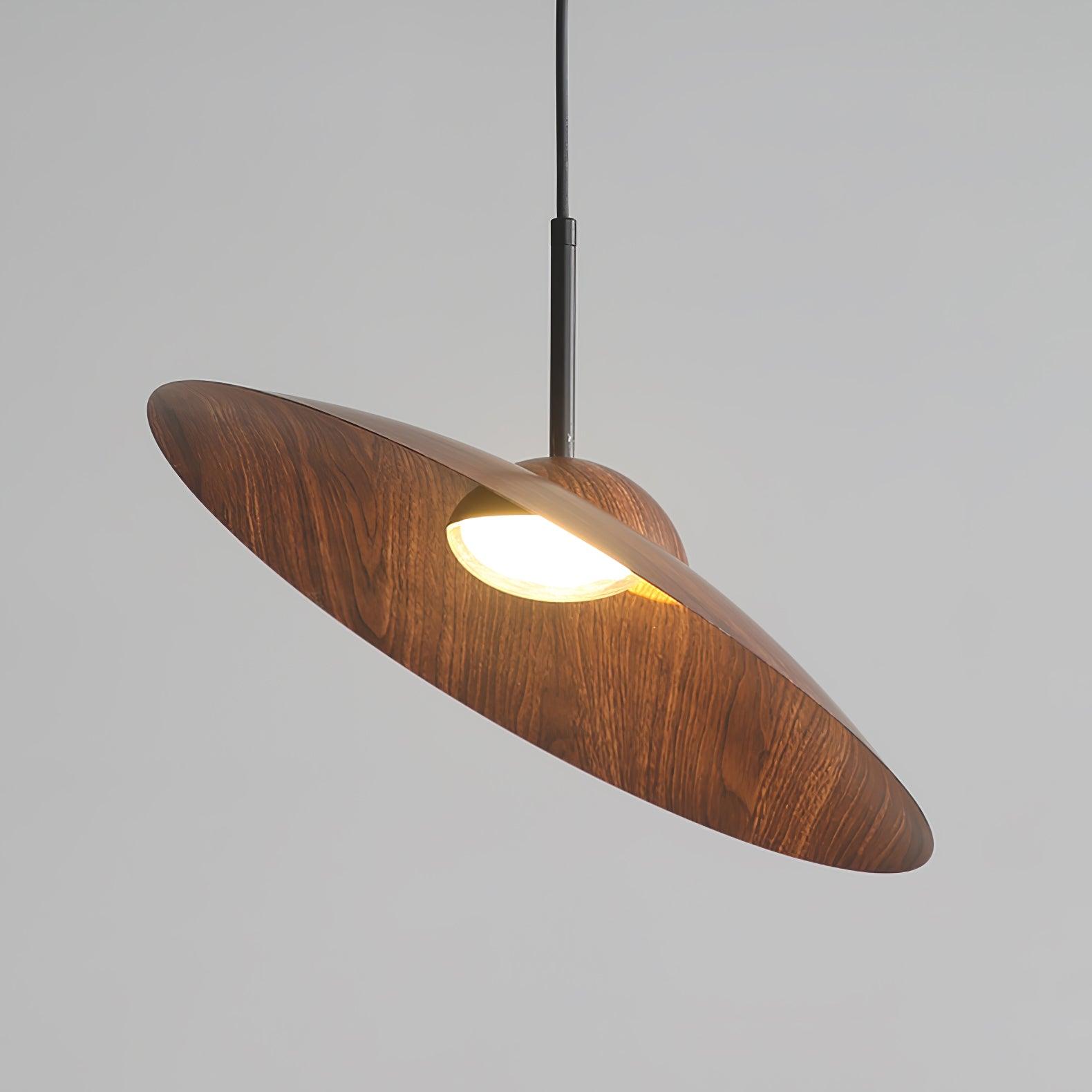 Round Pendant Light | Japandi Wood-Look, Integrated LED