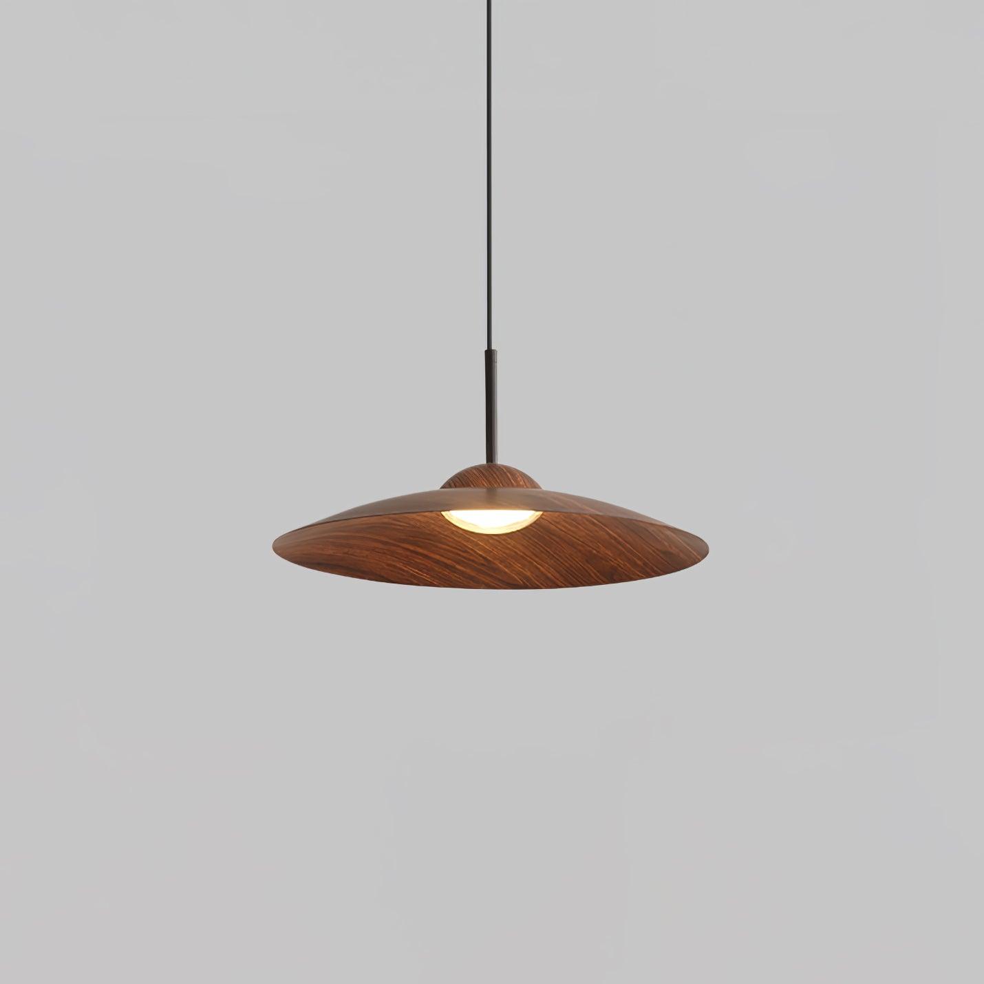 Round Pendant Light | Japandi Wood-Look, Integrated LED
