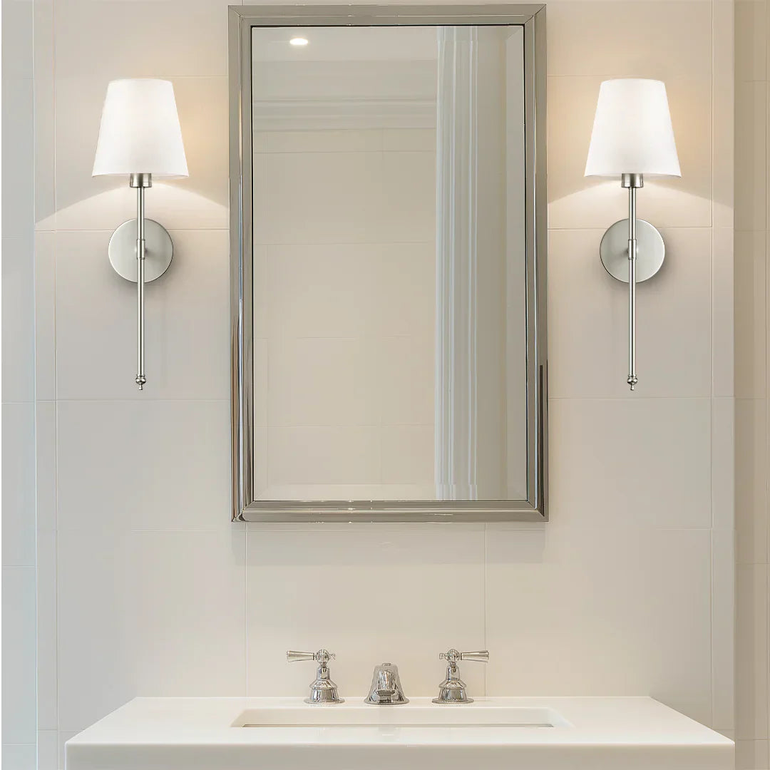 Wireless Wall Sconces | Set of 2, Fabric Shade, No Hardwiring