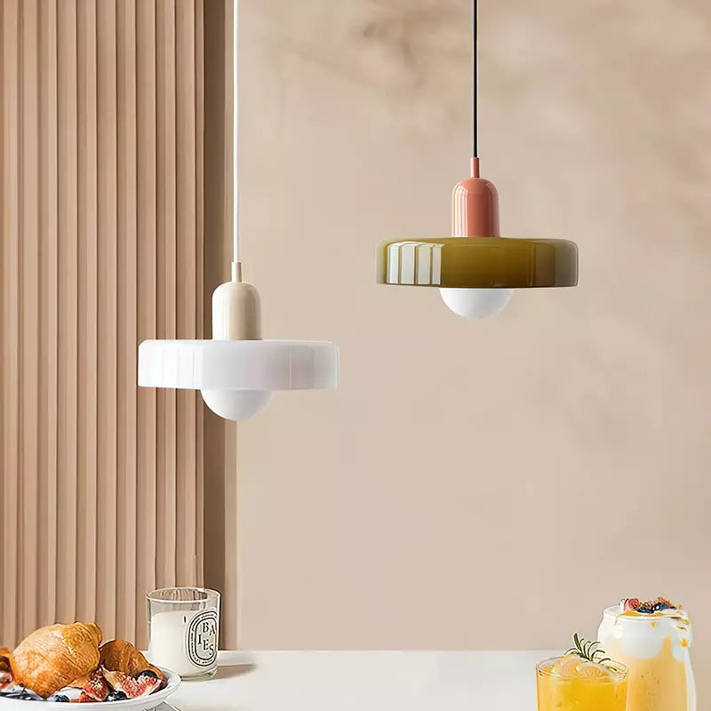 Bauhaus Glass Pendant Light | Leaded Glass, Two Sizes