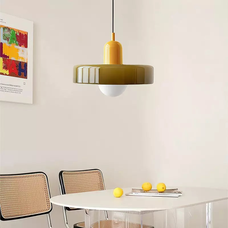 Bauhaus Glass Pendant Light | Leaded Glass, Two Sizes
