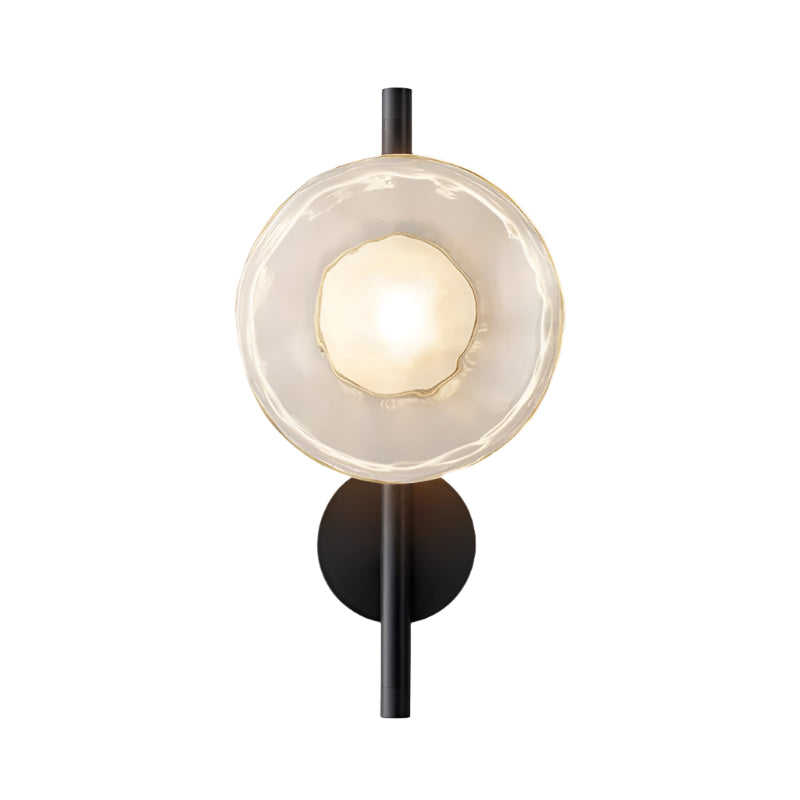 Nordic Round Glass Wall Sconce | Rippled Mouth-Blown Glass