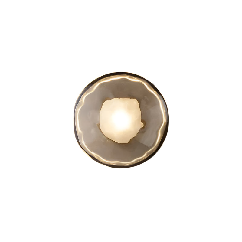 Nordic Round Glass Wall Sconce | Rippled Mouth-Blown Glass