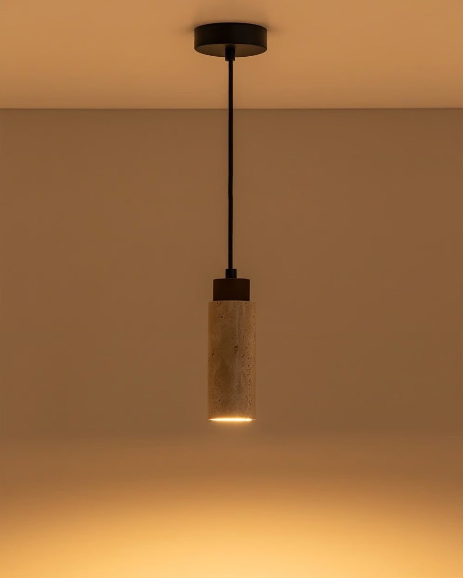 Travertine Stone Pendant Light | Wabi-Sabi, GU10, Adjustable Cable