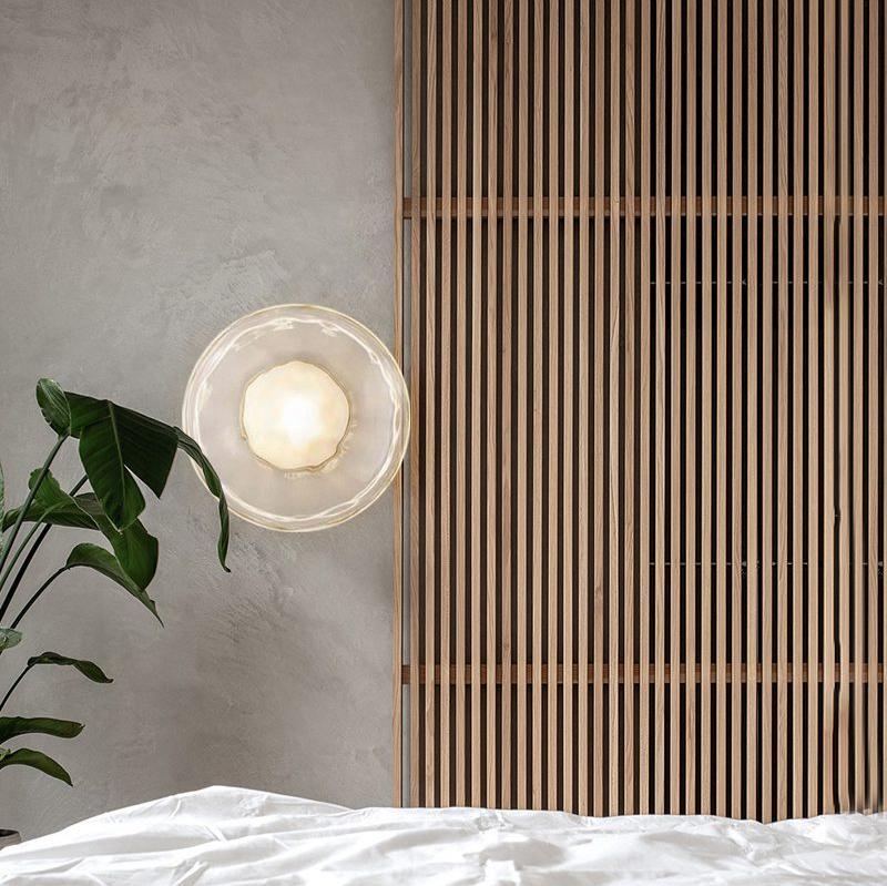 Nordic Round Glass Wall Sconce | Rippled Mouth-Blown Glass