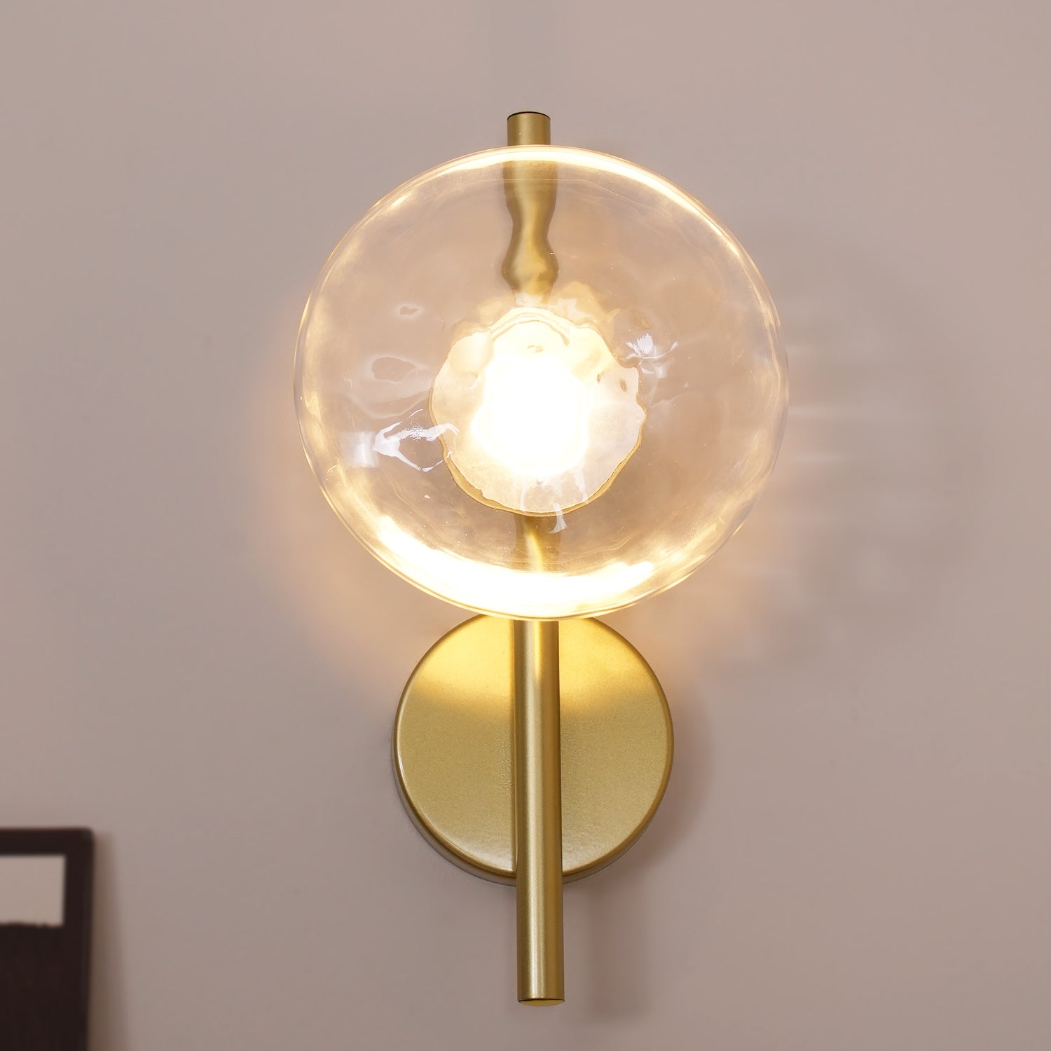 Nordic Round Glass Wall Sconce | Rippled Mouth-Blown Glass