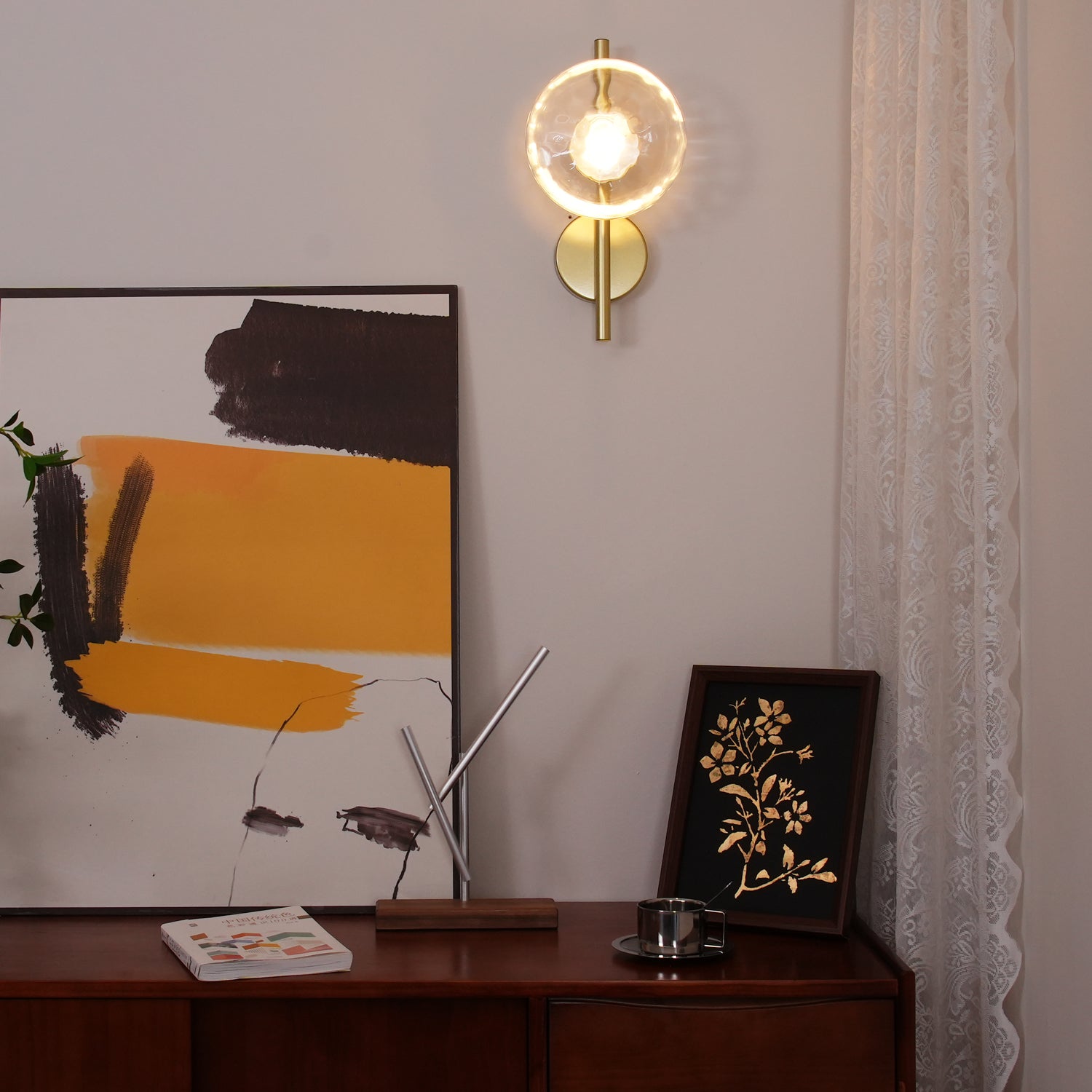 Nordic Round Glass Wall Sconce | Rippled Mouth-Blown Glass