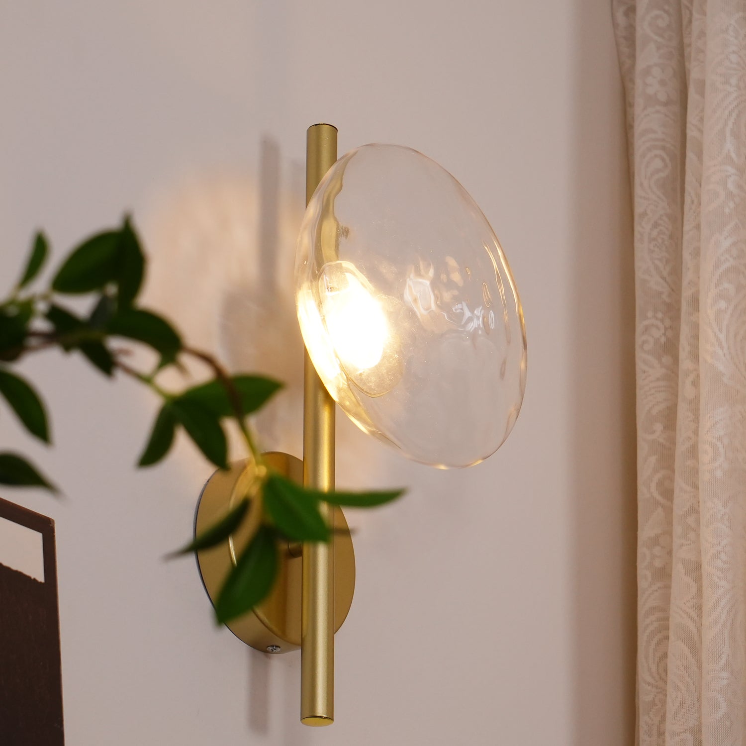 Nordic Round Glass Wall Sconce | Rippled Mouth-Blown Glass