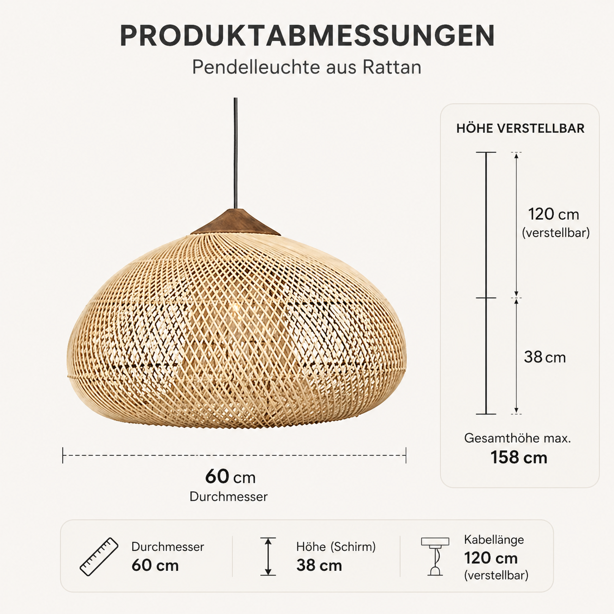 Rattan Pendant Light | Handwoven Boho, E27 Natural Fibre