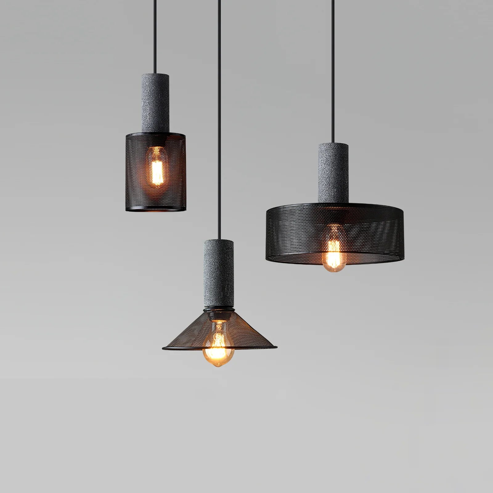 Concrete Mesh Pendant Light | Industrial Wire Cage, E27
