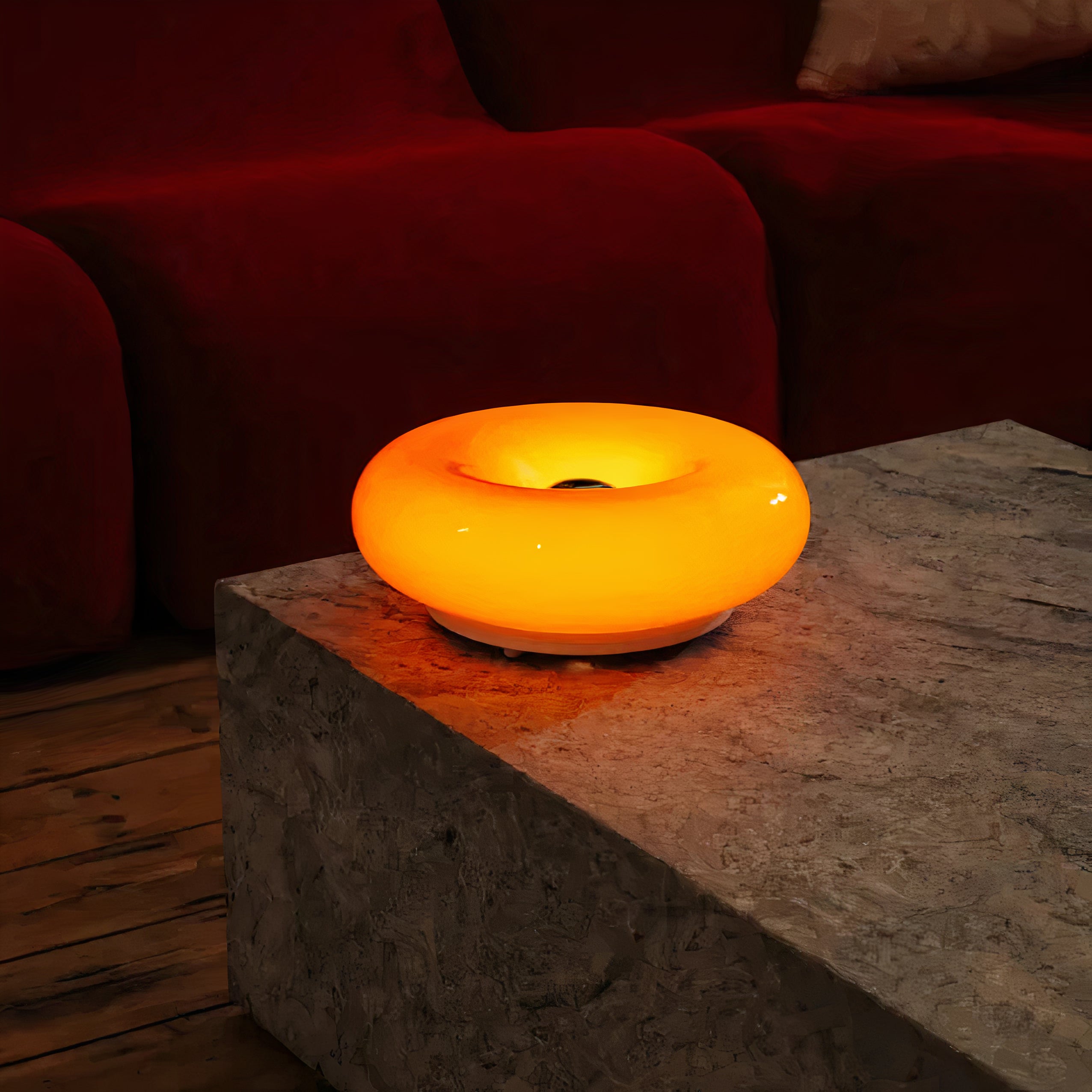 Bauhaus Glass Ring Table Lamp | Dimmable LED, Touch Control