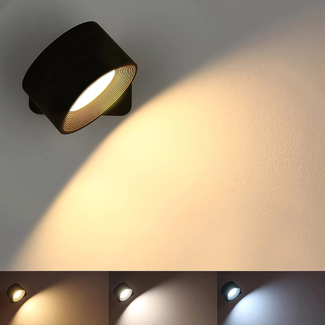 Rechargeable LED Wall Sconce | Wireless, Dimmable, 360° Rotatable
