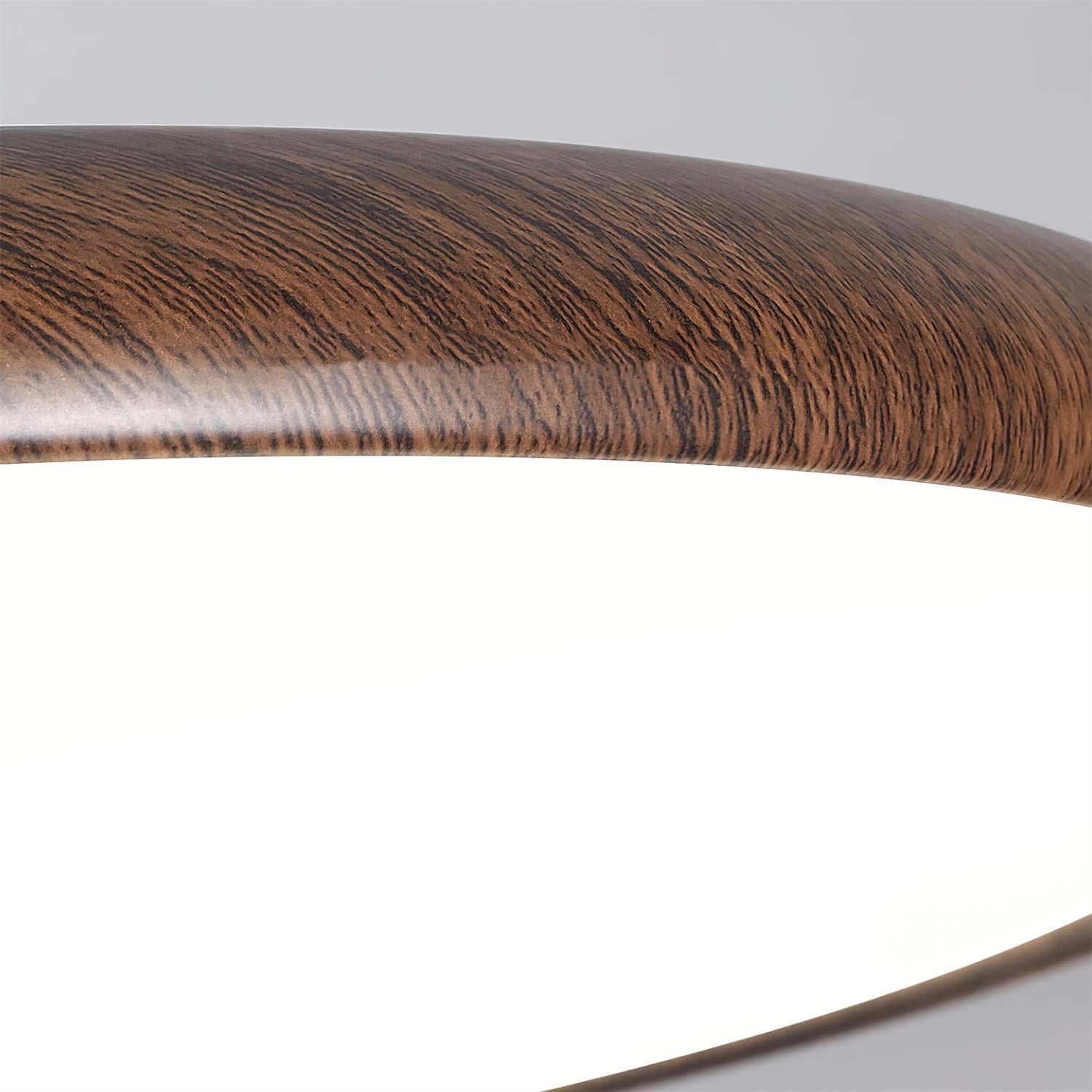 Round Flush Ceiling Light | Wood-Look Frame, Warm White LED