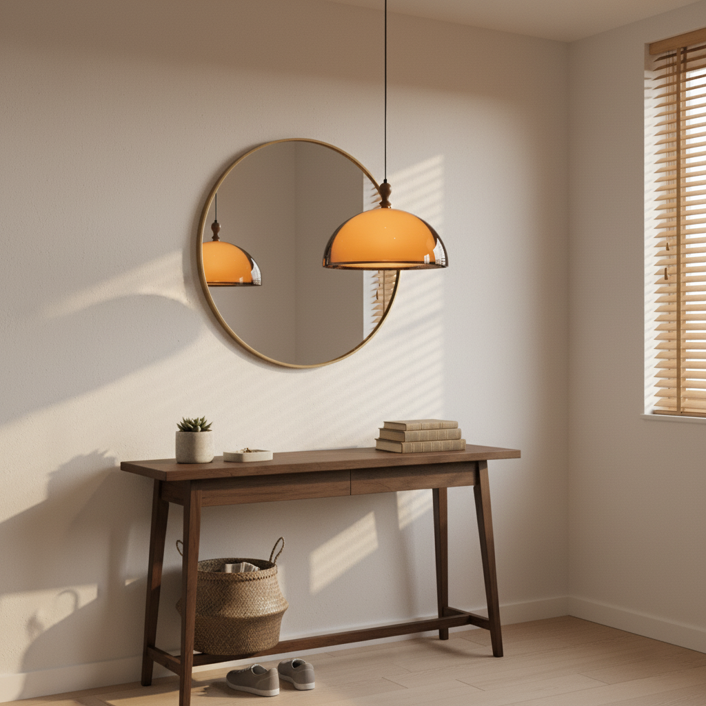 Walnut Wood Dome Pendant Light | Modern Japandi, E27