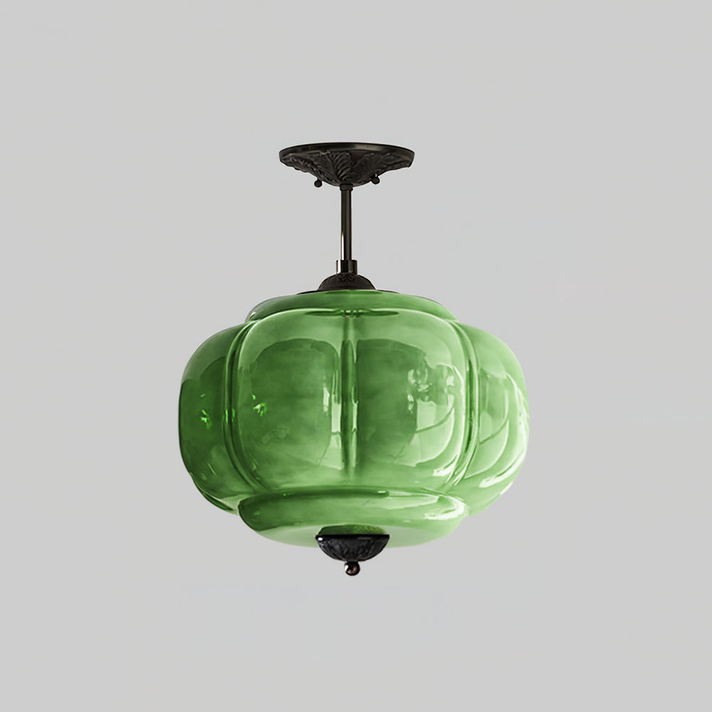 Wave Glass Ceiling Light | Brass Fittings, Green or White, Ø38cm