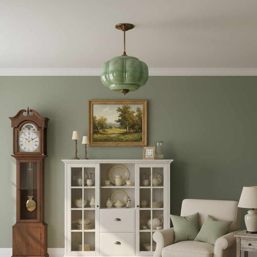 Wave Glass Ceiling Light | Brass Fittings, Green or White, Ø38cm