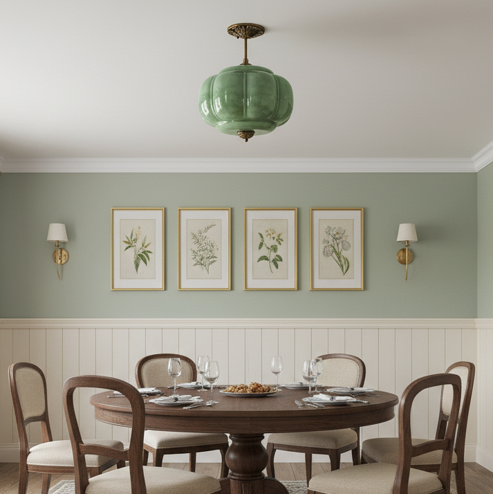 Wave Glass Ceiling Light | Brass Fittings, Green or White, Ø38cm