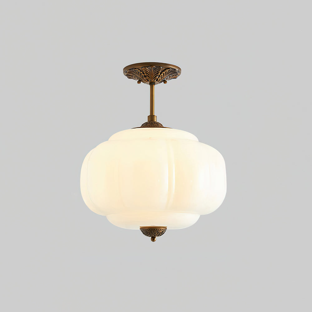 Wave Glass Ceiling Light | Brass Fittings, Green or White, Ø38cm