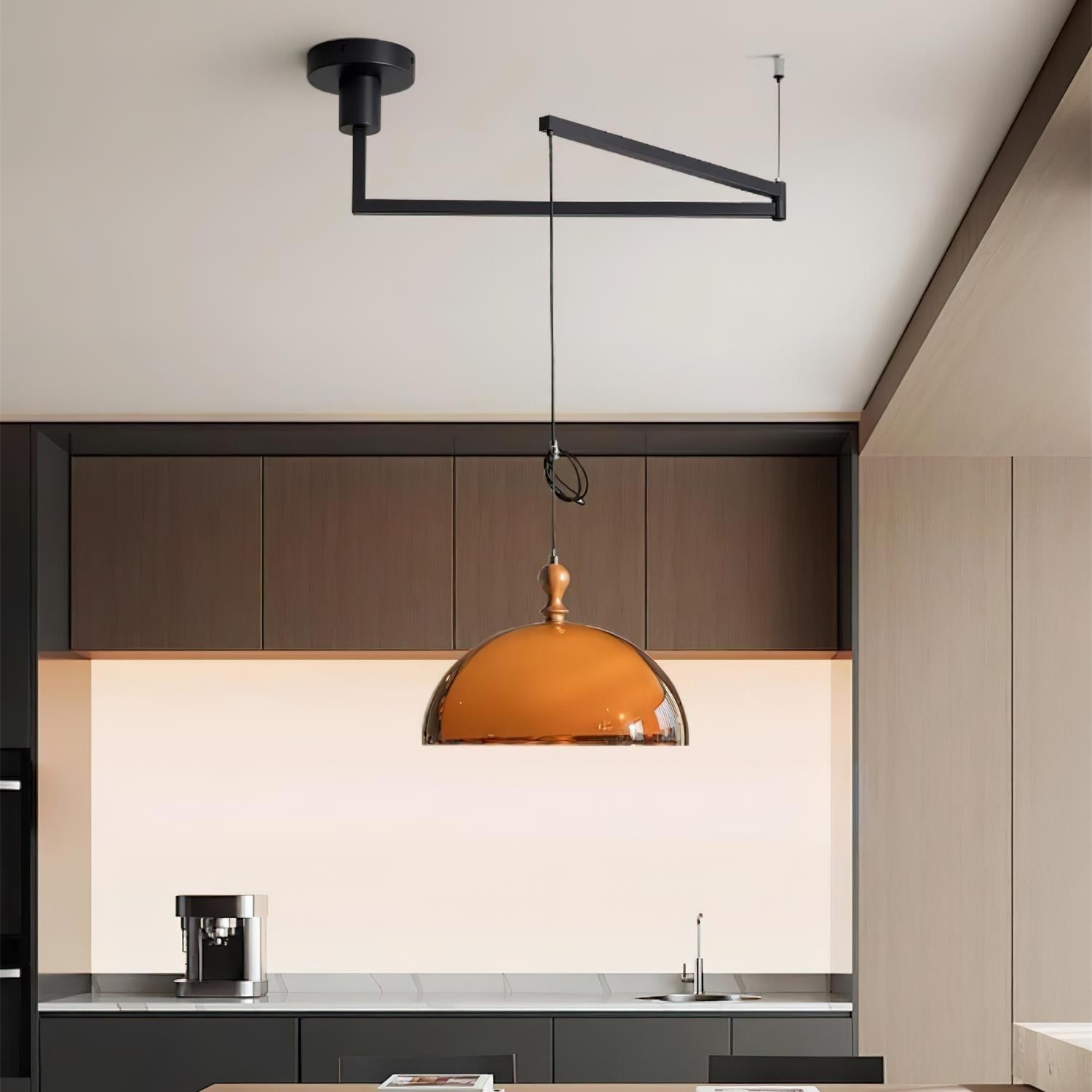 Walnut Wood Dome Pendant Light | Modern Japandi, E27