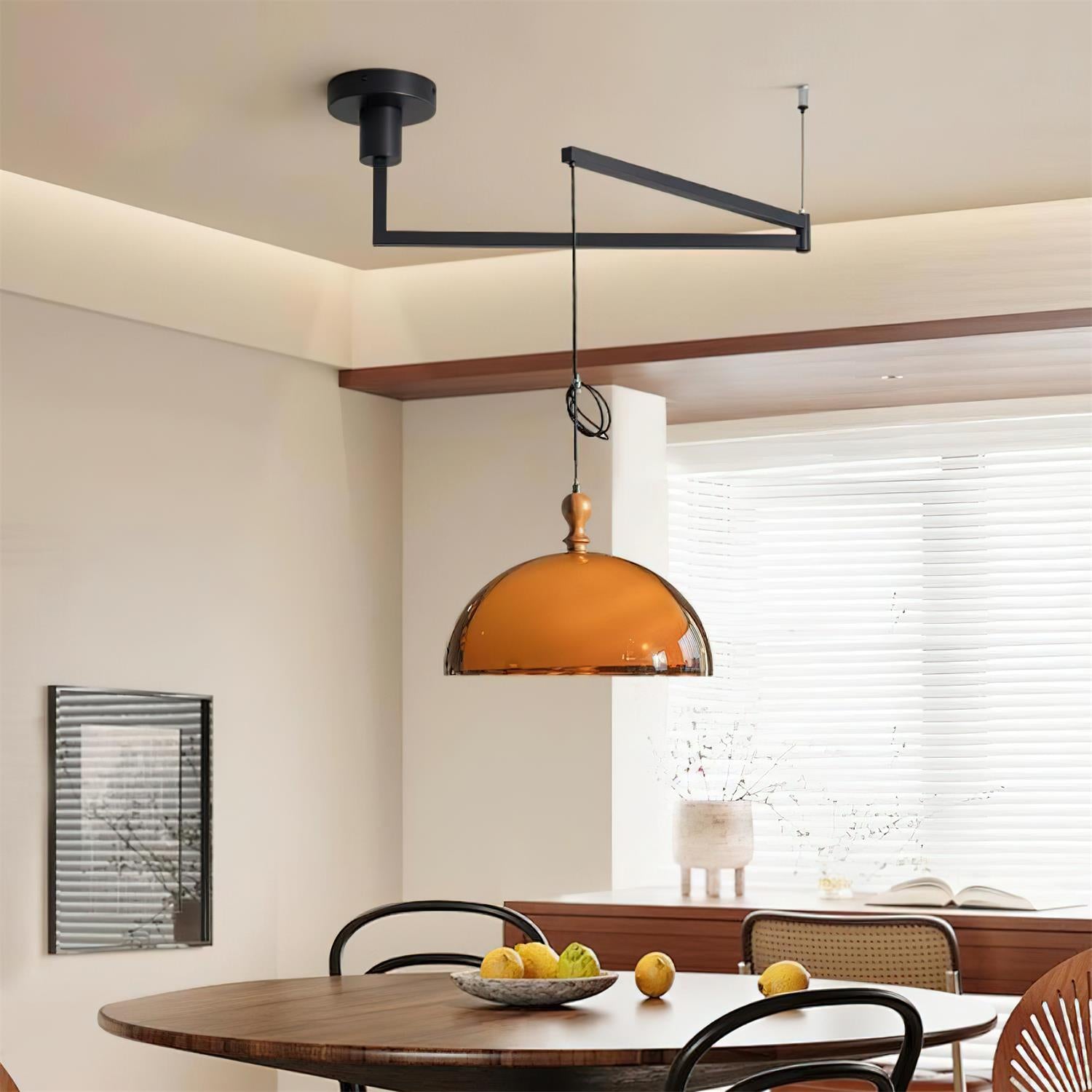 Walnut Wood Dome Pendant Light | Modern Japandi, E27