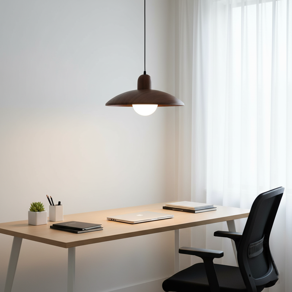 Wabi-Sabi Walnut Pendant Light | Japandi Style, E27 Warm White