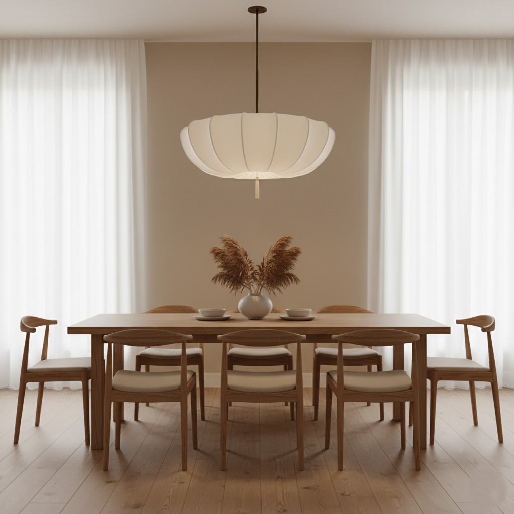 Fabric Pendant Light | Wabi-Sabi Cream, E27 Adjustable Height