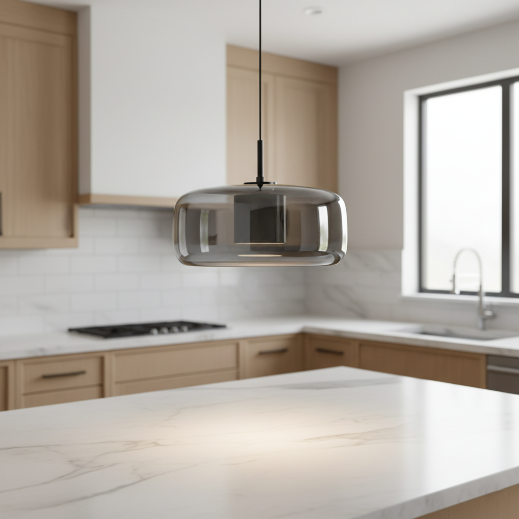 Retro Glass Pendant Light | Hand-Blown Smoke Glass, Switchable CCT