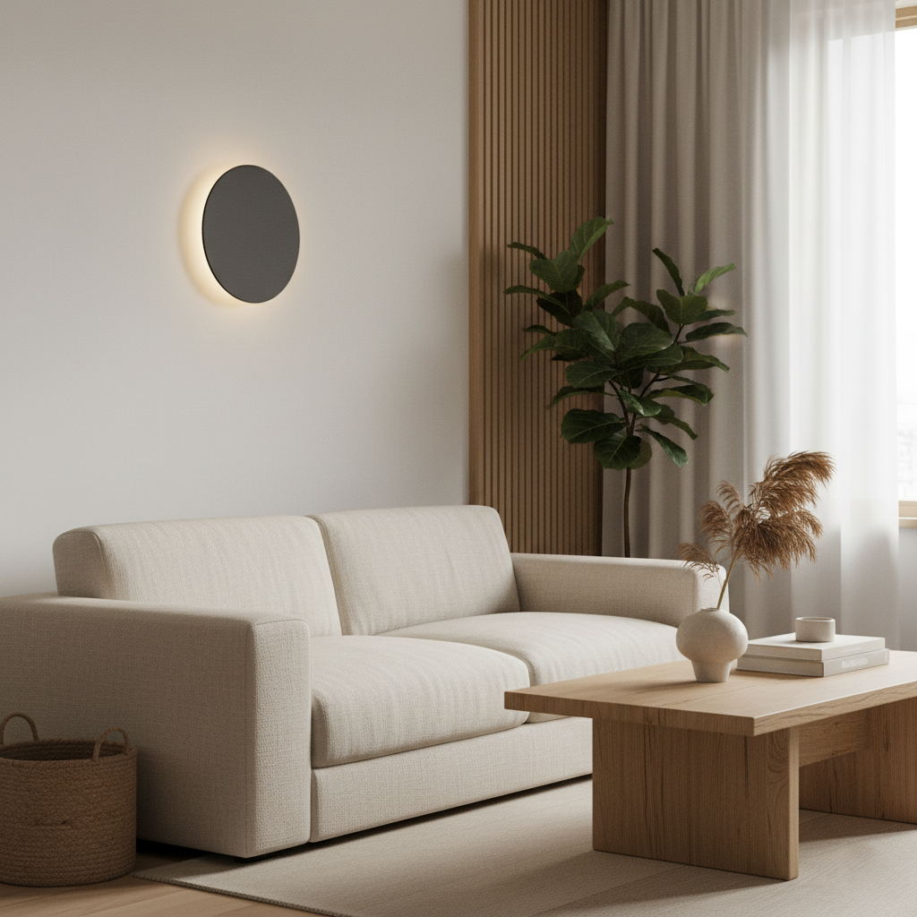 Round Aluminium LED Wall Light | Nordic Minimalist, 3000K Warm White