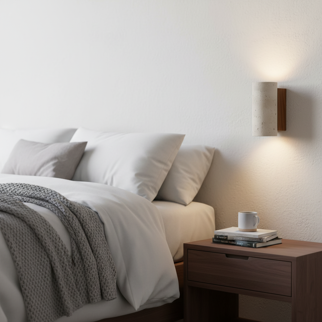 Travertine Tube Wall Sconce | Japandi Style, Natural Stone