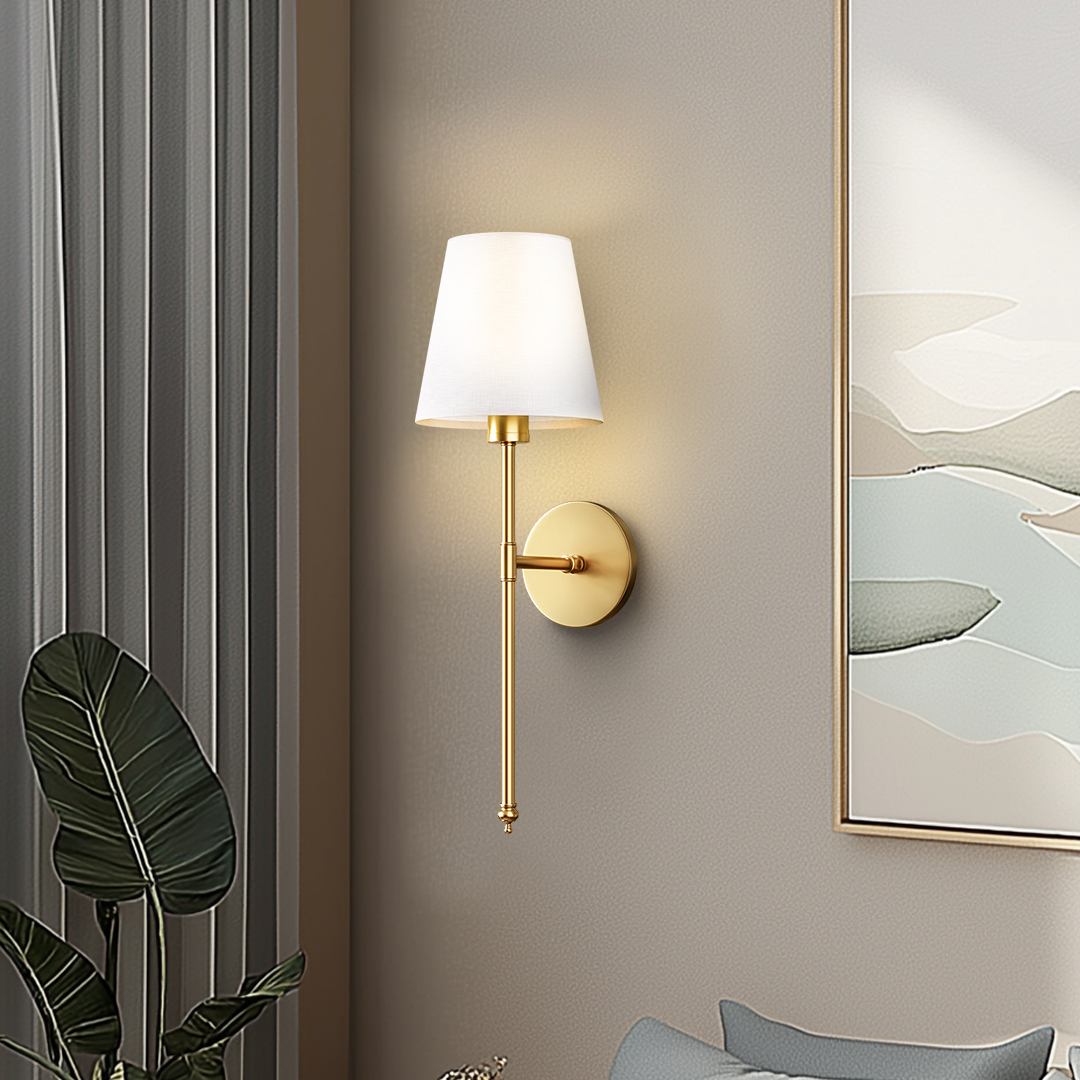 Wireless Wall Sconces | Set of 2, Fabric Shade, No Hardwiring