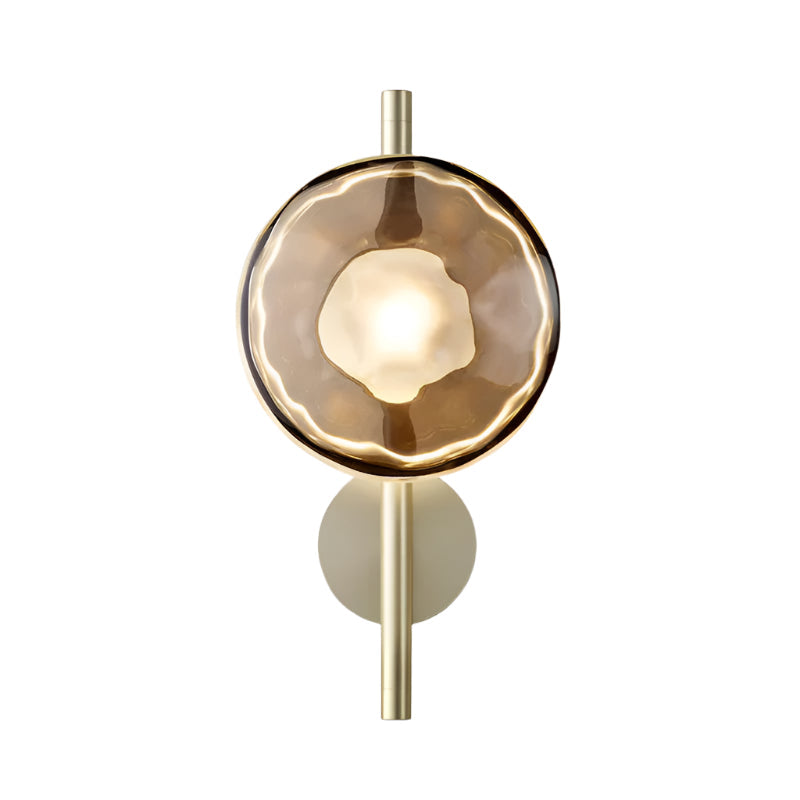 Nordic Round Glass Wall Sconce | Rippled Mouth-Blown Glass