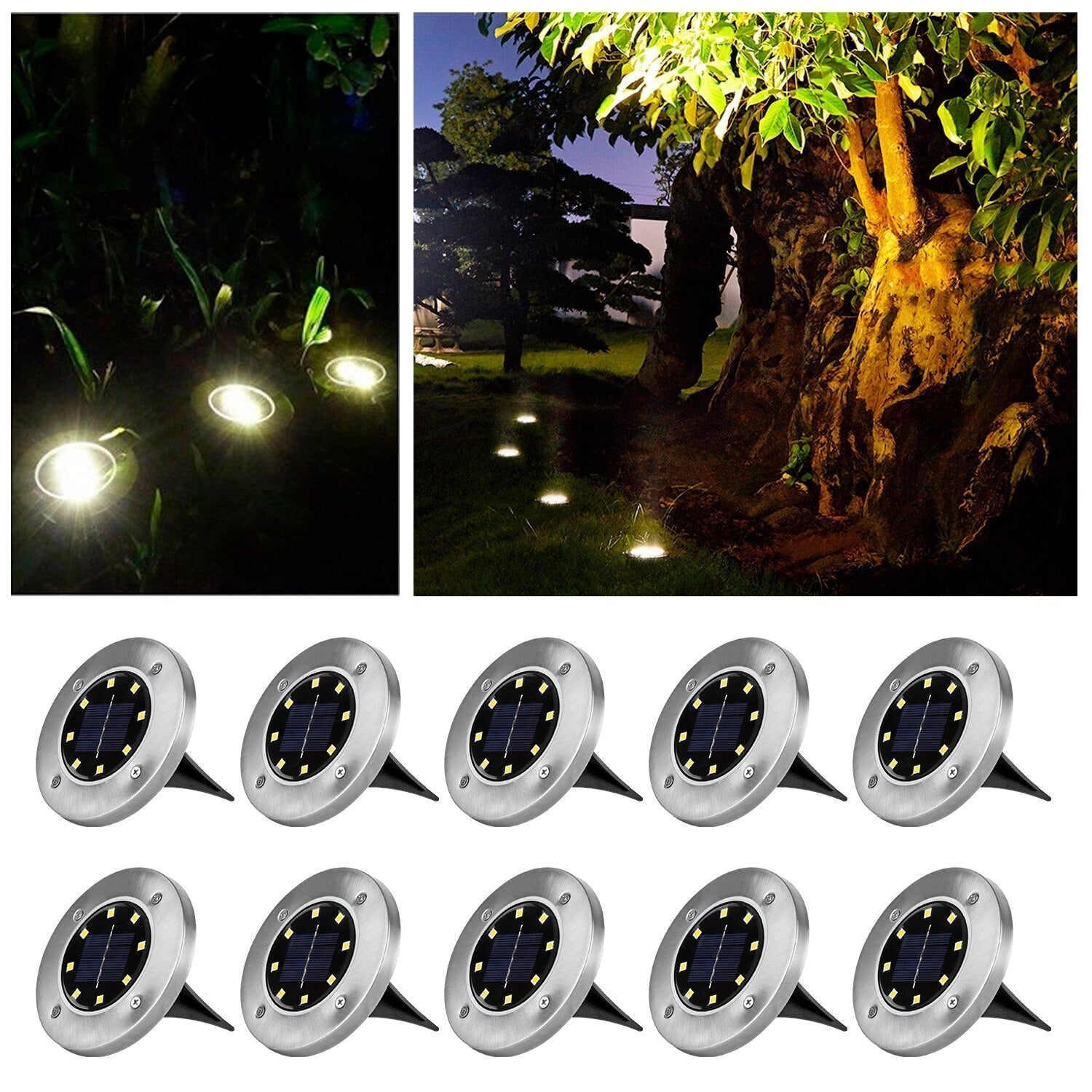Solar Garden Path Lights | Set of 4, IP65 Warm White LED