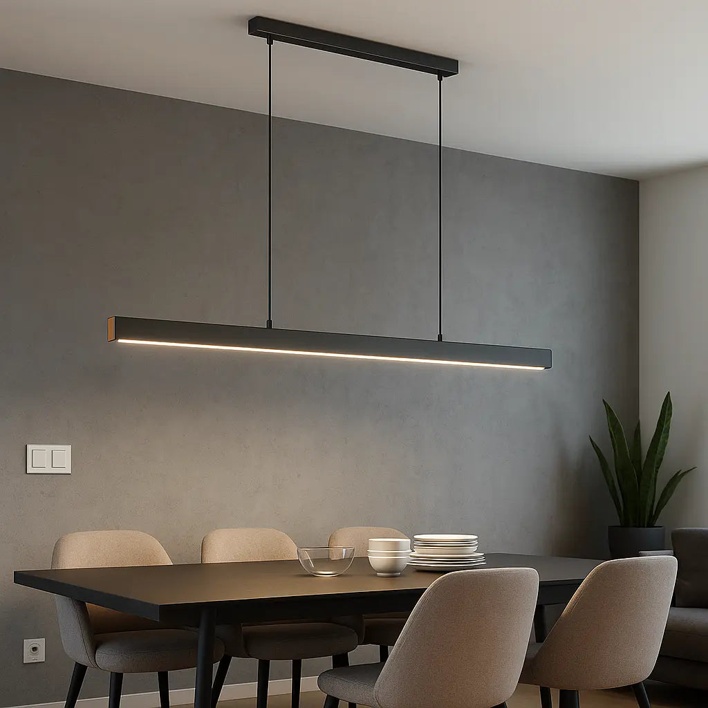 Linear LED Pendant Light | Dimmable Black, Dining Table