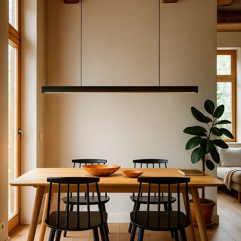 Linear LED Pendant Light | Dimmable Black, Dining Table