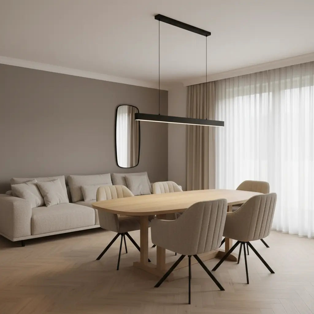 Linear LED Pendant Light | Dimmable Black, Dining Table