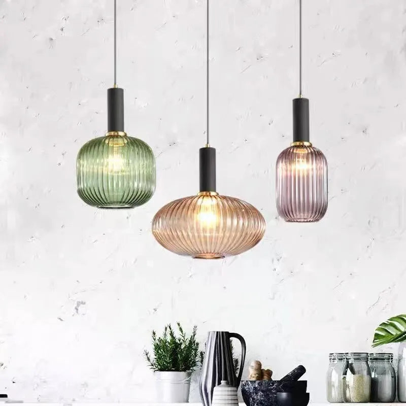 Retro Tinted Glass Pendant Light | Nordic Style, E27