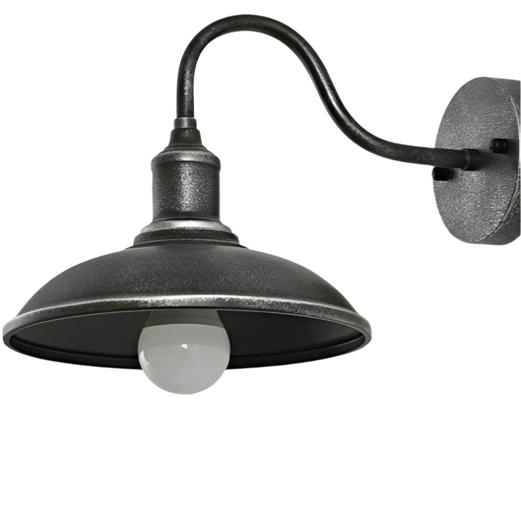 Industrial Gooseneck Outdoor Wall Light | Bowl Shade, IP65 Rated