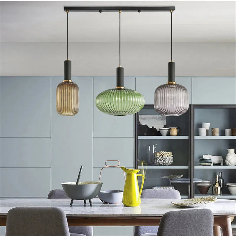 Retro Tinted Glass Pendant Light | Nordic Style, E27