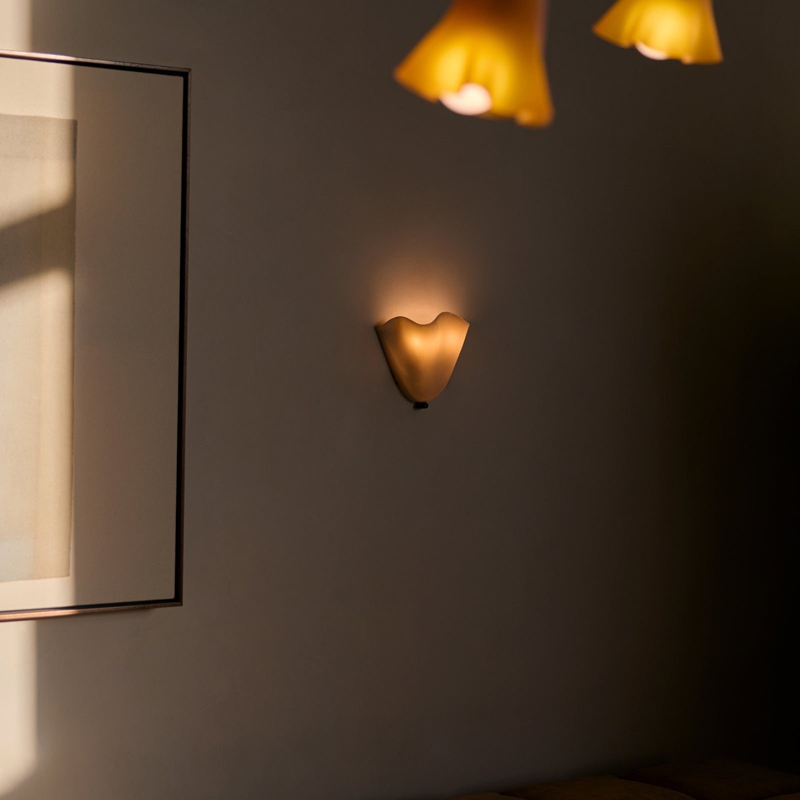 Retro Glass Shell Wall Sconce | French Art Deco Style, Iron Base