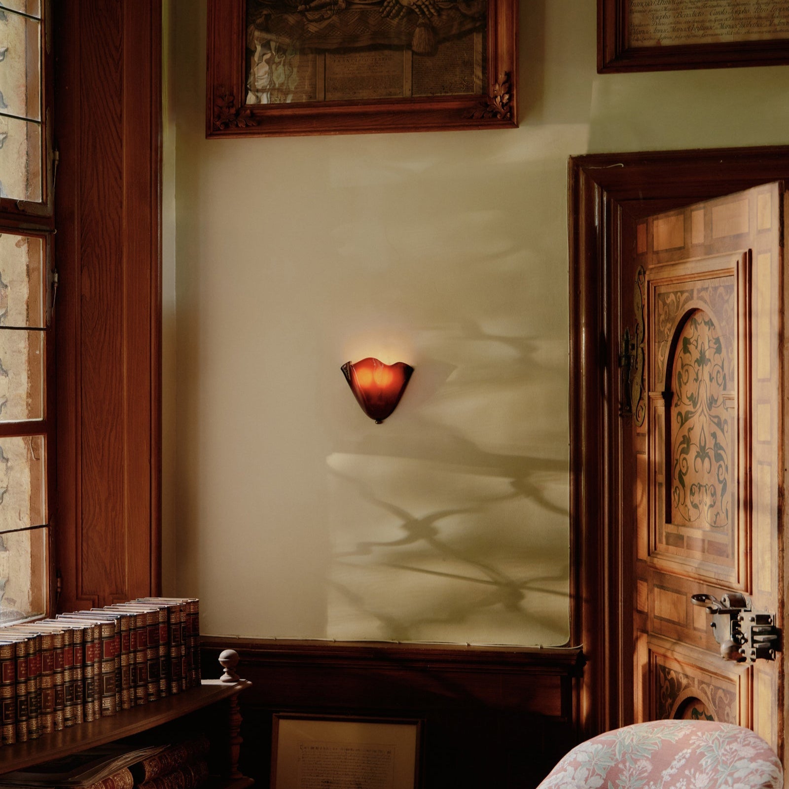 Retro Glass Shell Wall Sconce | French Art Deco Style, Iron Base