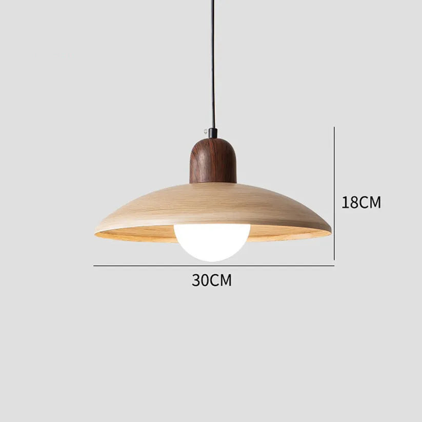 Wabi-Sabi Walnut Pendant Light | Japandi Style, E27 Warm White