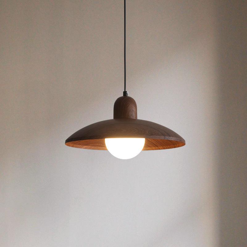 Wabi-Sabi Walnut Pendant Light | Japandi Style, E27 Warm White