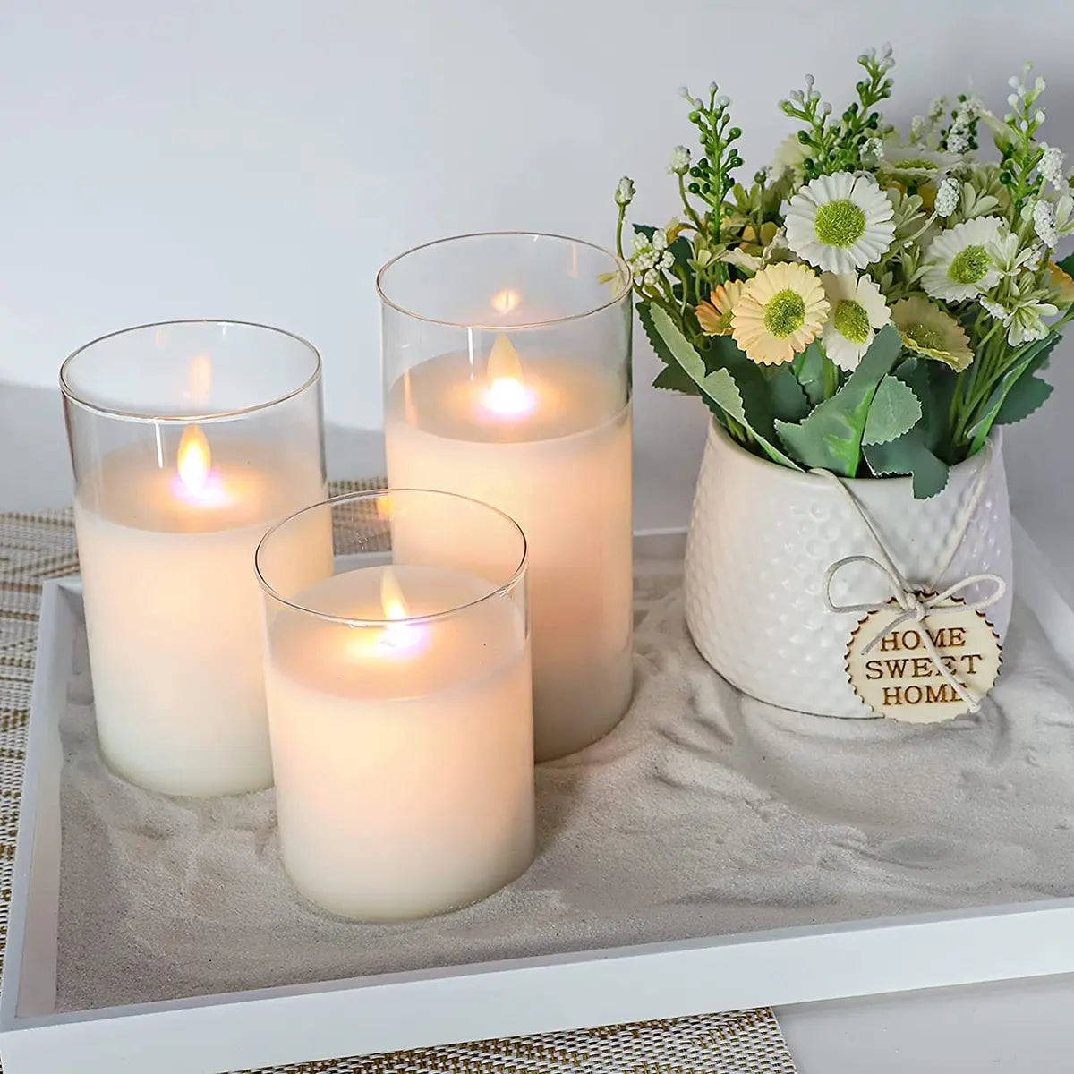 Real Wax LED Candle Set | Set of 3, Flame Effect with Remote