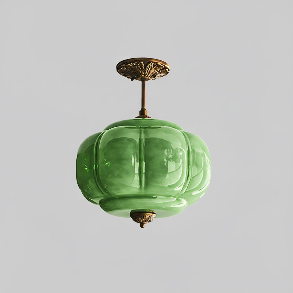 Wave Glass Ceiling Light | Brass Fittings, Green or White, Ø38cm