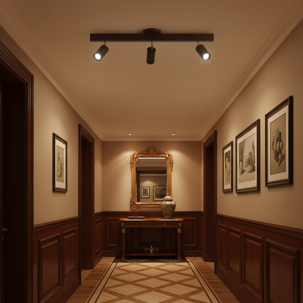Wood and Gold LED Track Light | Linear Ceiling Spotlight, 3000K